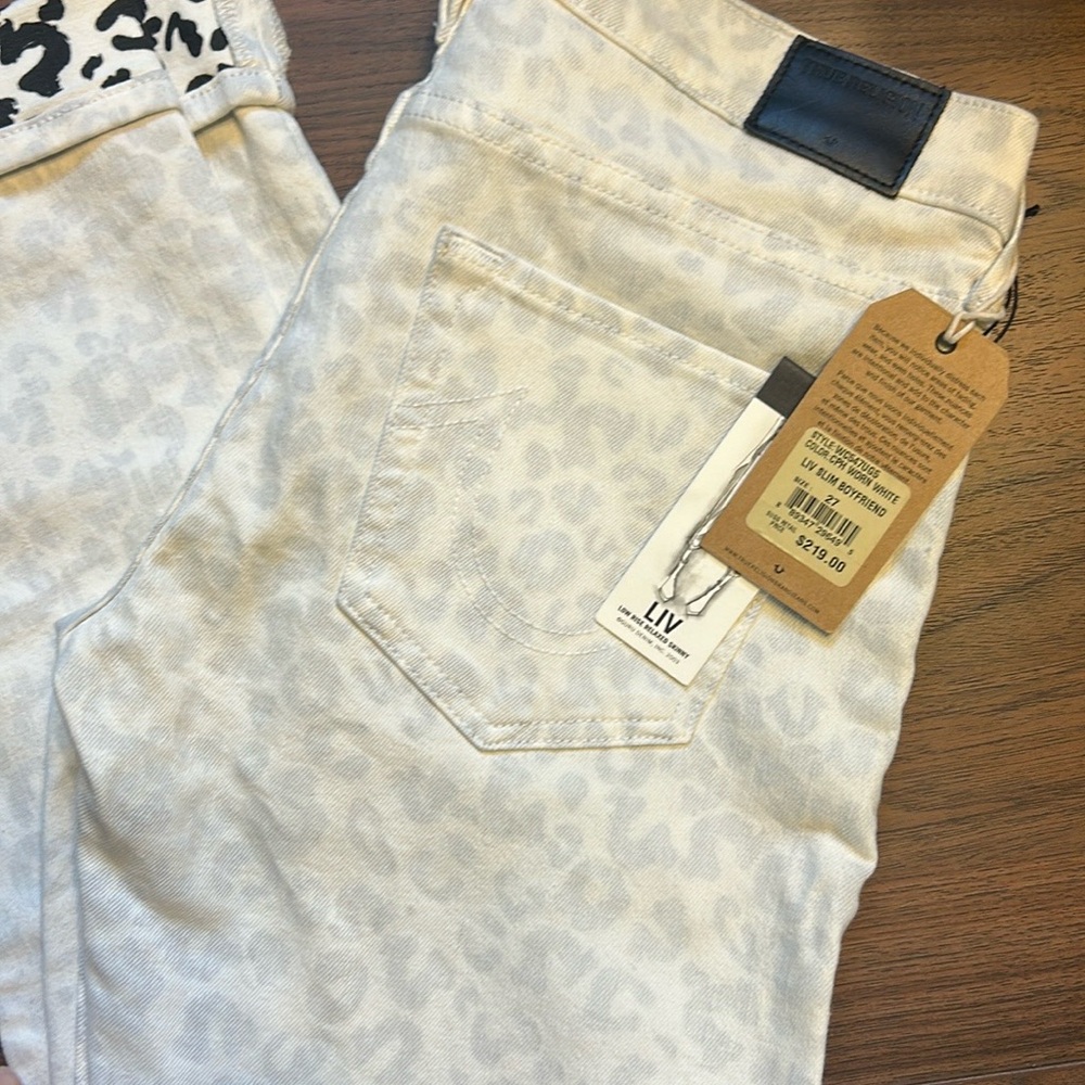 True Religion White and Gray Skinny Jeans